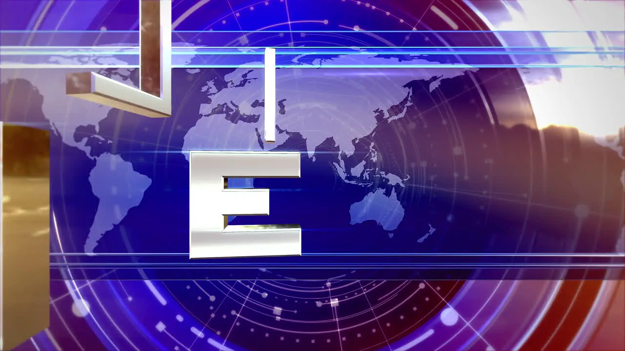 Animation text News Live and news intro graphic with lines and circular shapes in studio 1