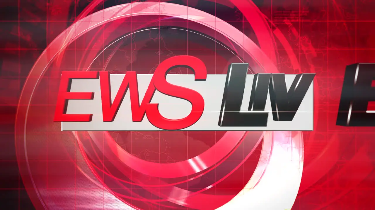 Animation text Live News and news intro graphic with red lines and circular shapes in studio abstract background