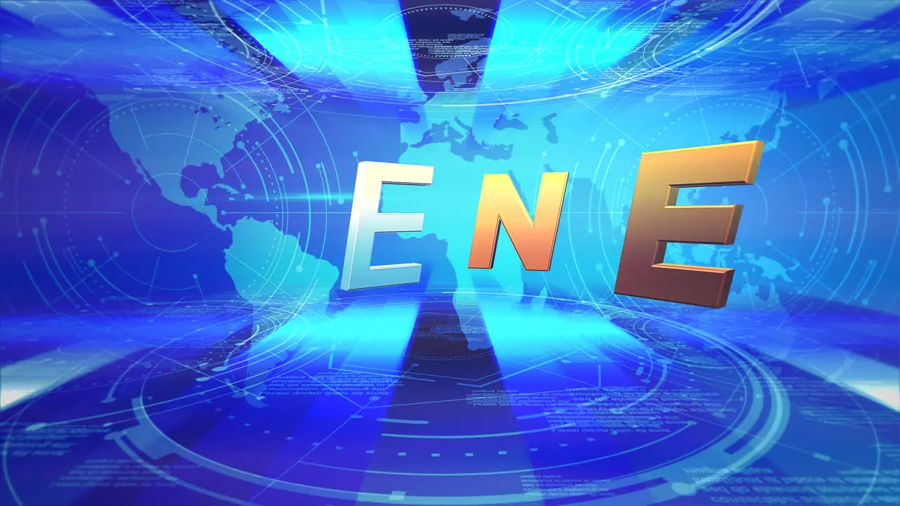 Animation text Fake News and news intro graphic with blue lines and world map in studio abstract background