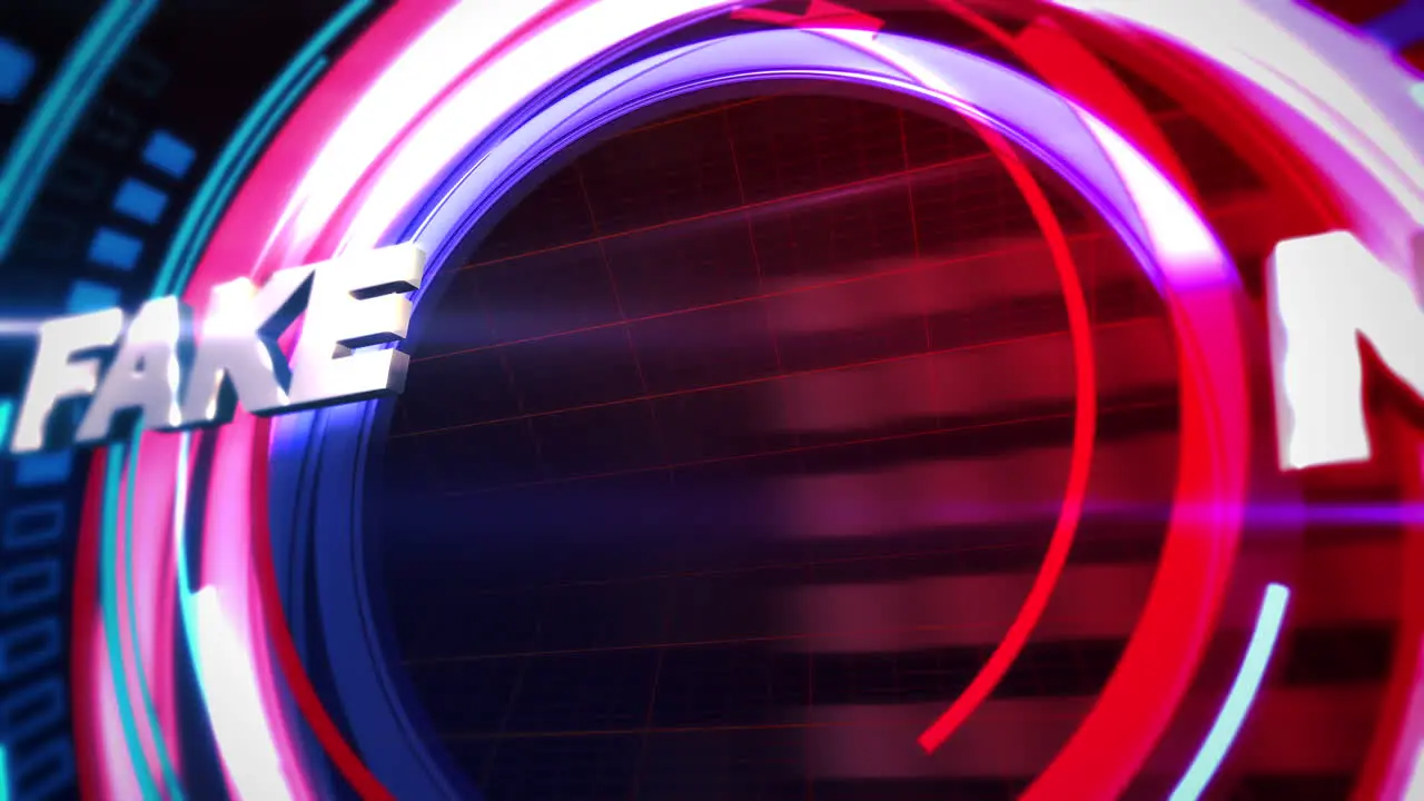 Animation text Fake News and news intro graphic with circular lines in studio