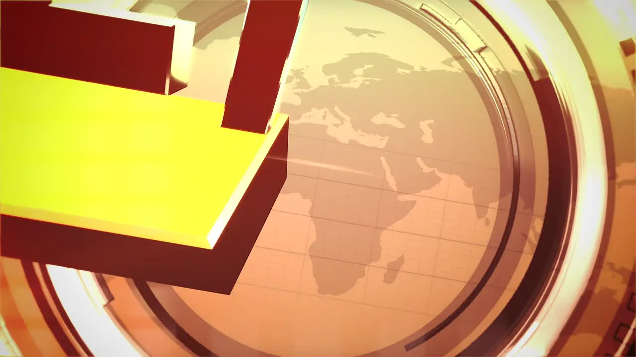 Animation text Live News and news intro graphic with gold lines and circular shapes in studio 1