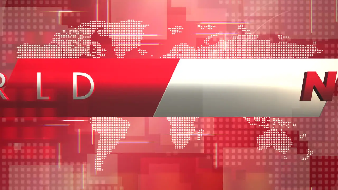 Animation text World News and news intro graphic with grid and world map in studio