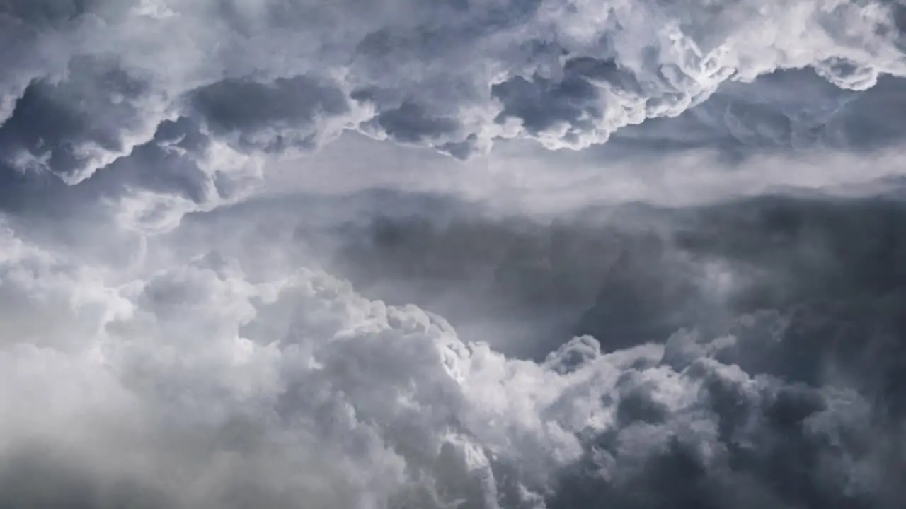 4K thunderstorm inside a thick gray cumulus cloud