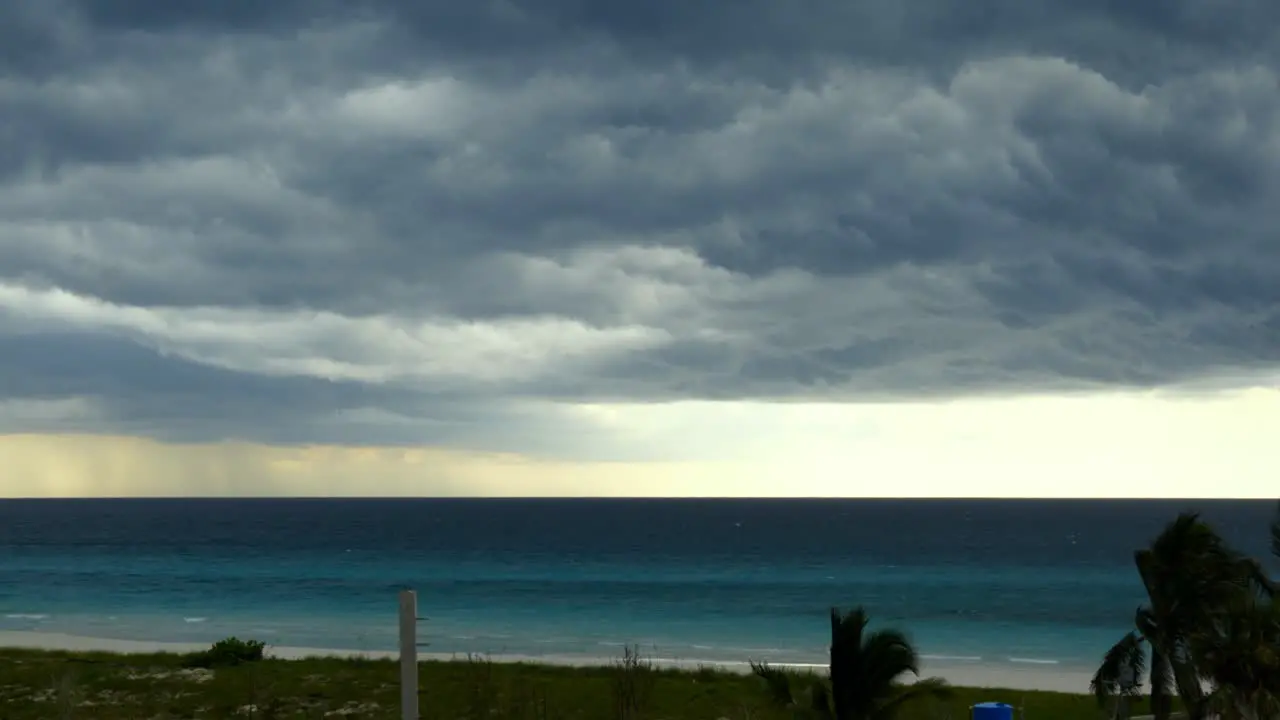 Beautiful panorama of the Caribbean sea and its sandy beaches video footage while from the sea comes a tropical storm Cuba Varadero