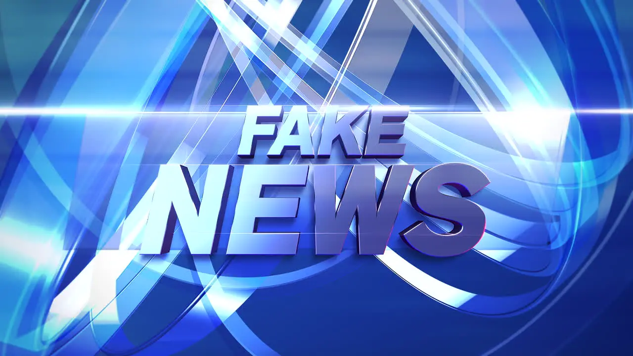 Fake News with blue circles and lines elements in news studio