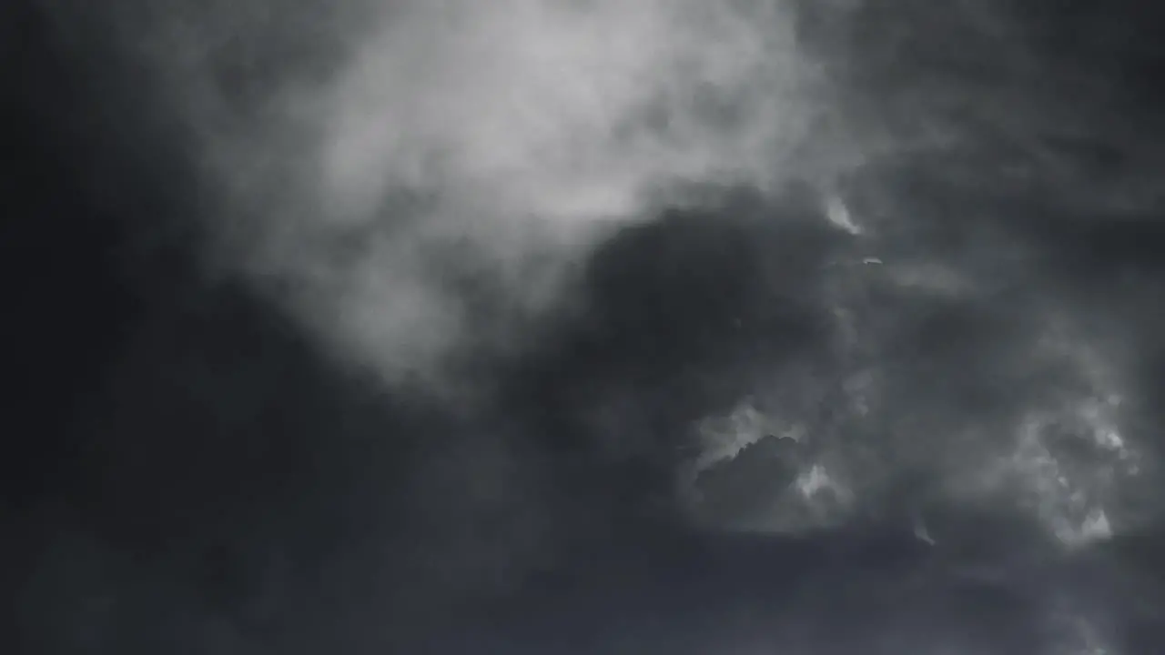 4K view of Thunderstorm with lightning bolts dark clouds