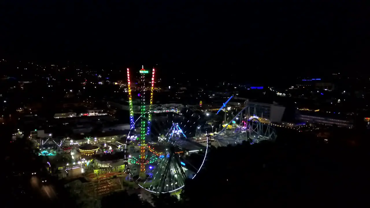 Aerial shot of an amusement park at a holiday resort