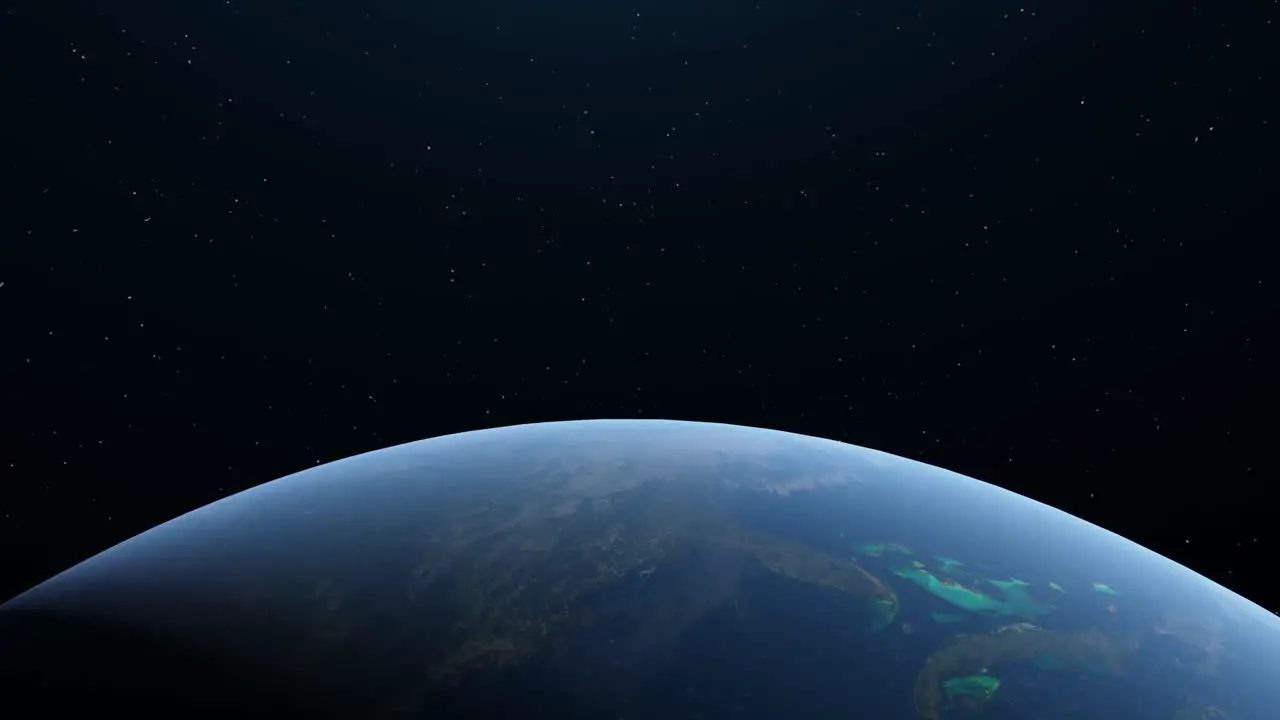 3D animation showing the Earth's horizon from space as night sets in