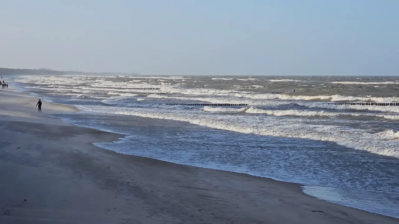 Wide view of Baltic Sea during the storm