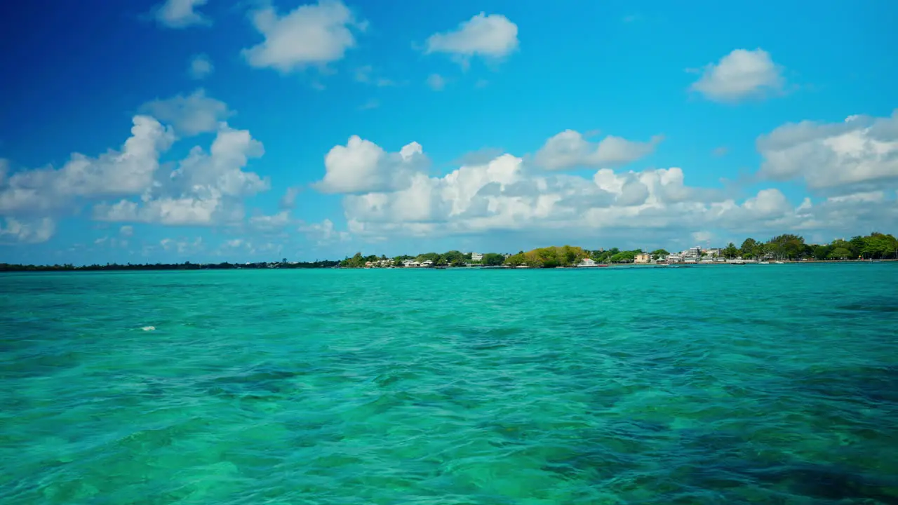 Sea view of tropical green landscape in the Mauritius island