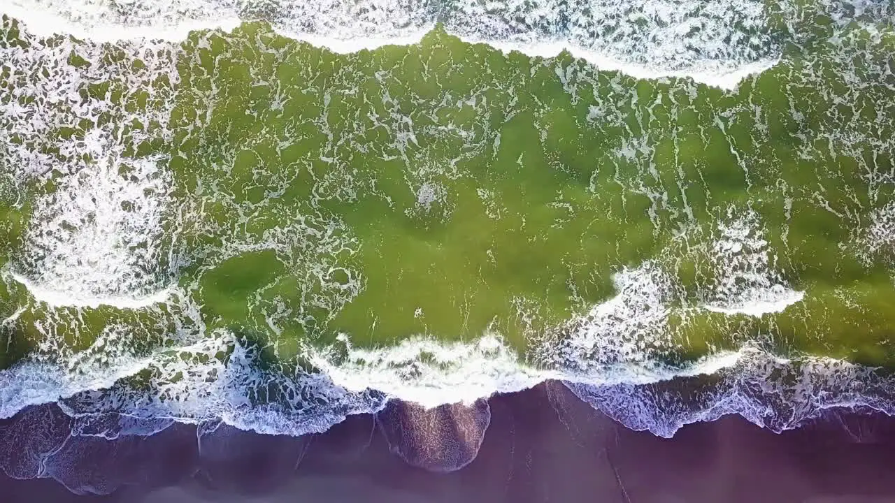 Sea Waves Rolling on Beach Top Down Aerial View