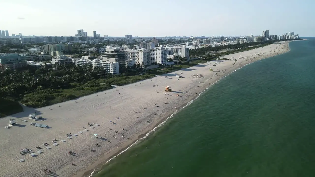 aerial high angle of Miami south beach with ocean drive