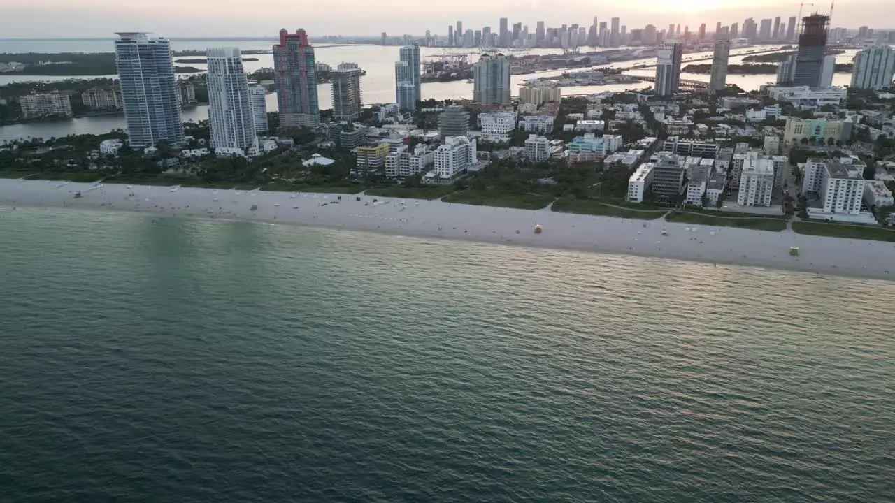 Aerial view of Miami south beach during sunset