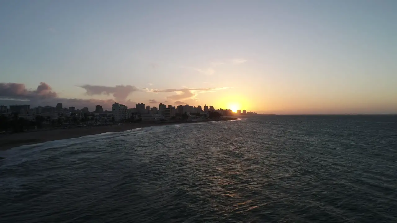 Sun is setting over Ocean Beach in Puerto Rico