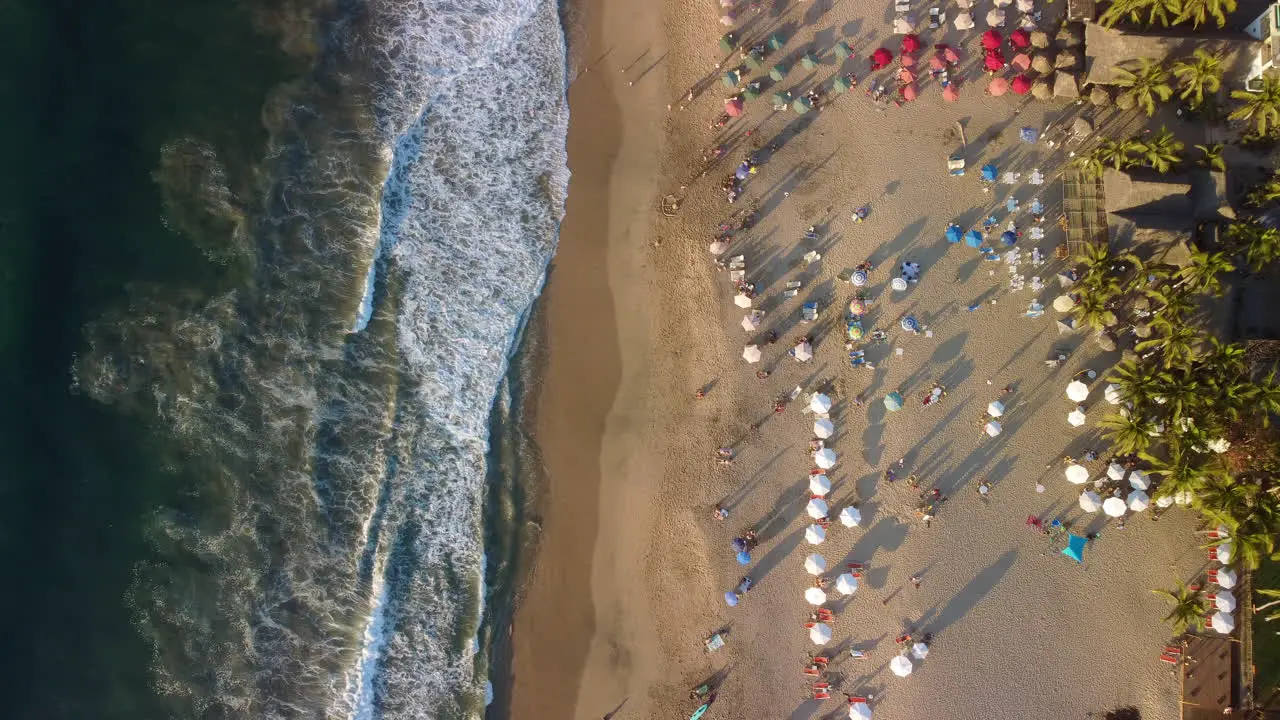 Colorful Beach Umbrellas and Blue Ocean San Pancho Mexico