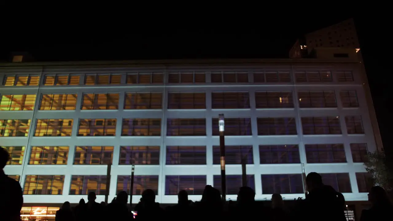 3D light show on outside wall of building at Glow festival in the Netherlands