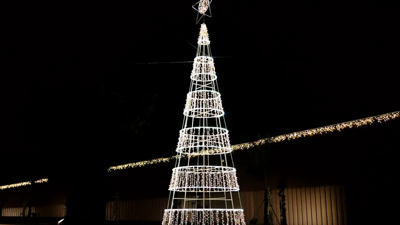 Illuminated outdoor Christmas tree at night