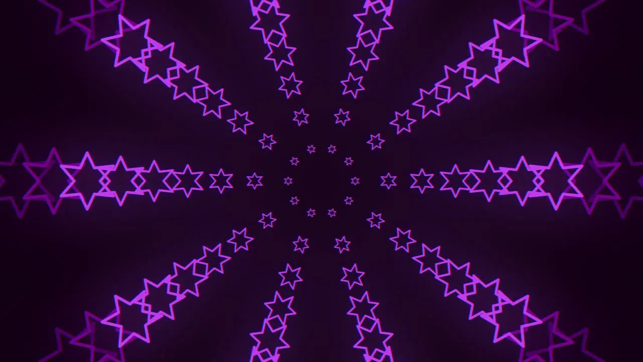 Symmetrical purple star pattern on black background