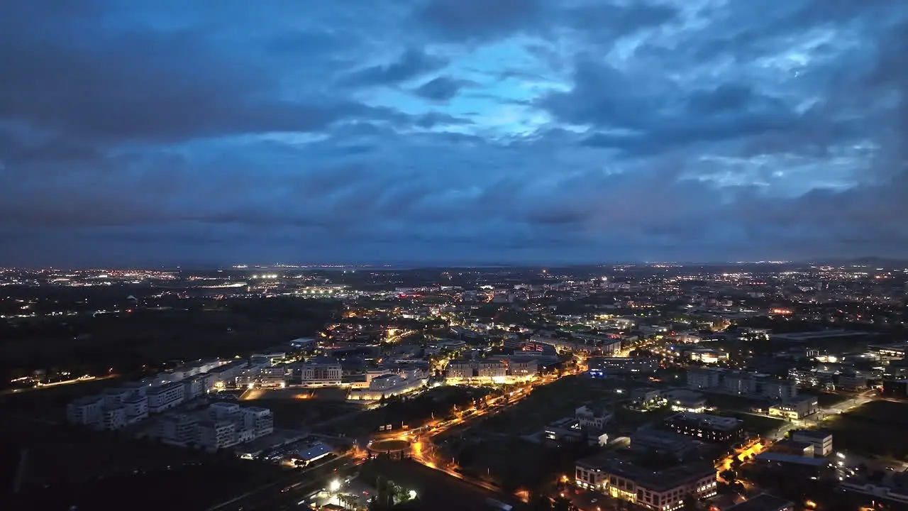 Night aerial view of Montpellier's business hub