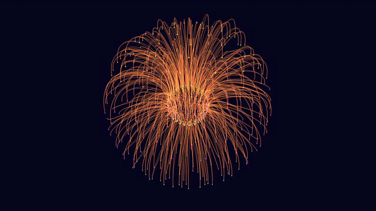 Explosive burst vibrant 3d firework illuminates the night sky