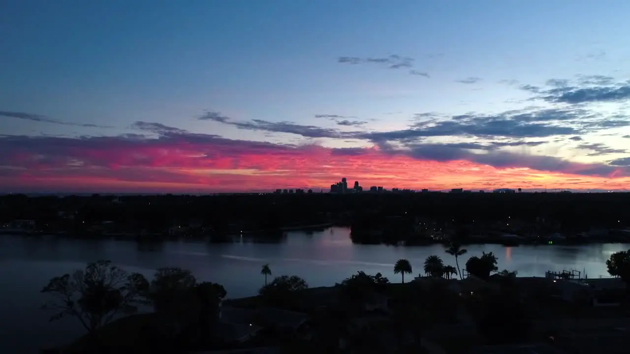 4K Aerial Video of Sunset over St Petersburg Florida Skyline