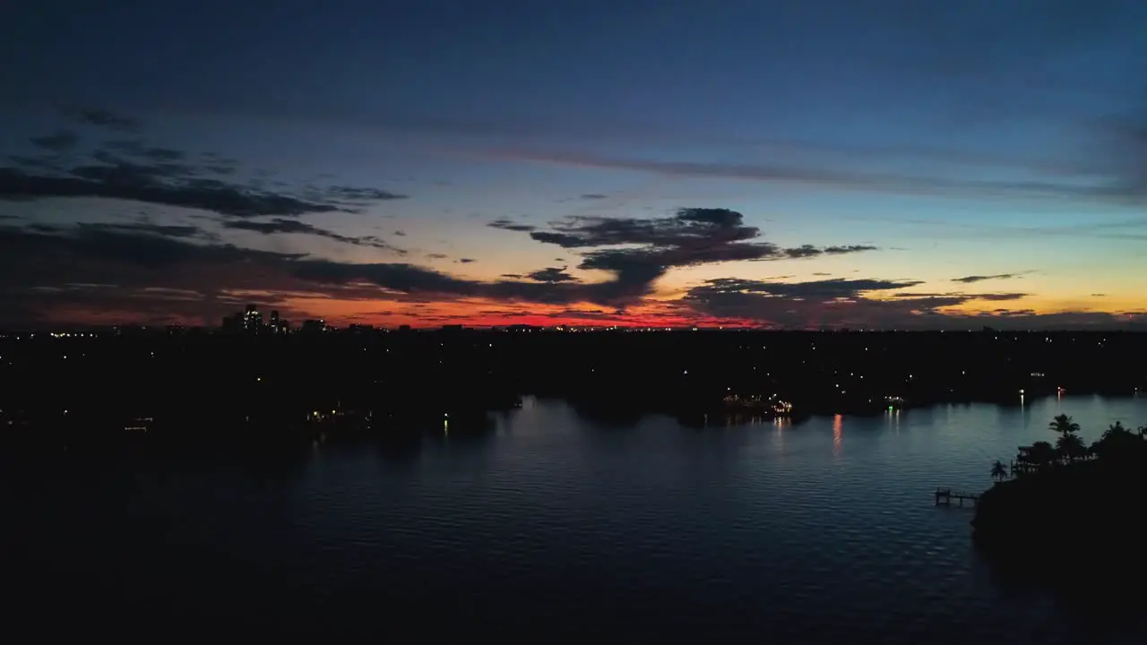 4K Aerial Video of Sunset over Bay in St Petersburg Florida