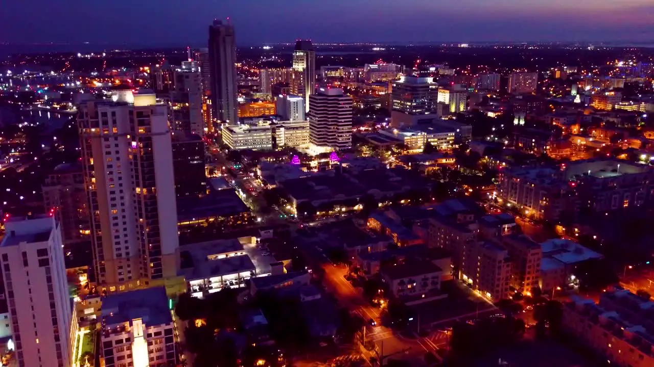 4K Aerial Nighttime Video of Downtown of St Petersburg Florida