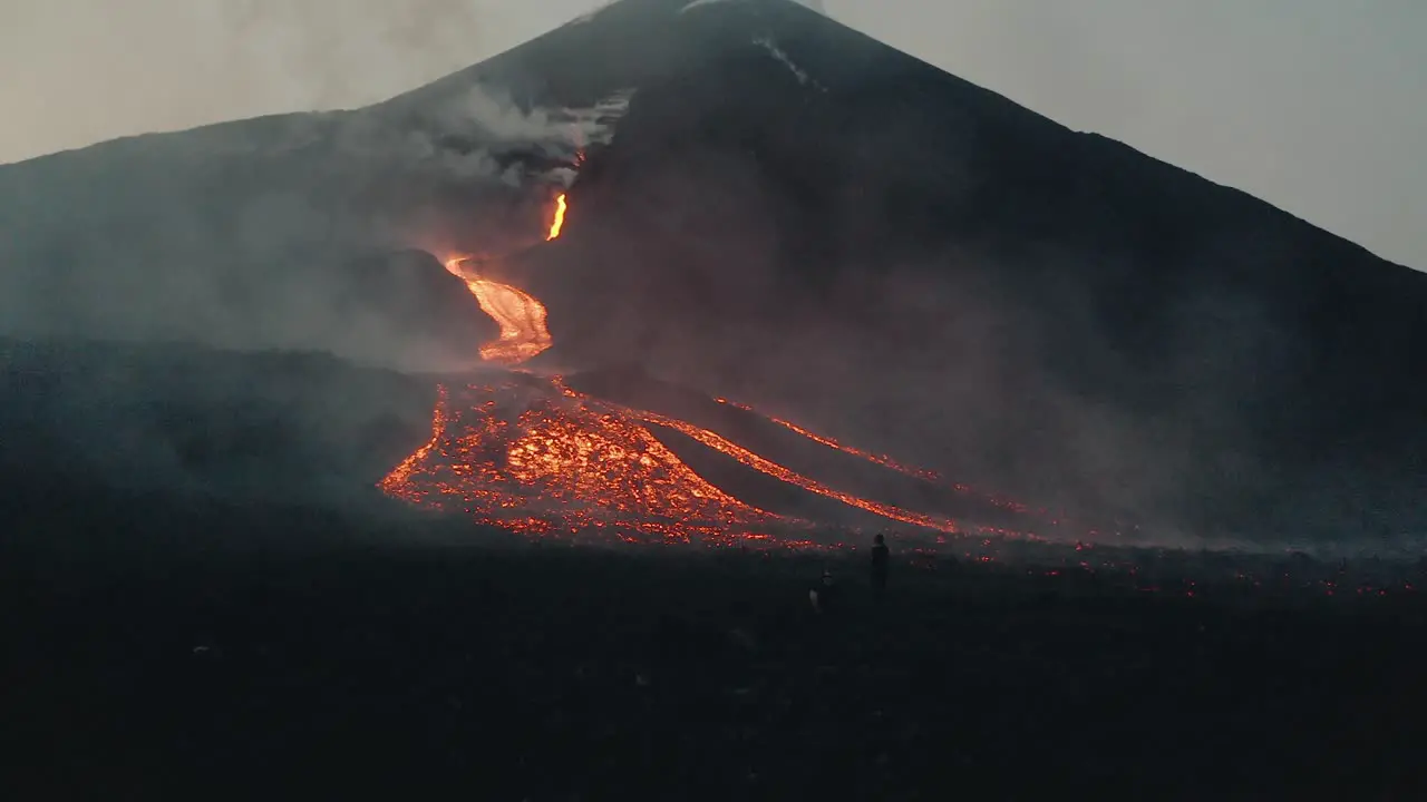 Lava rivers from Pacaya volcano eruption in Guatemala