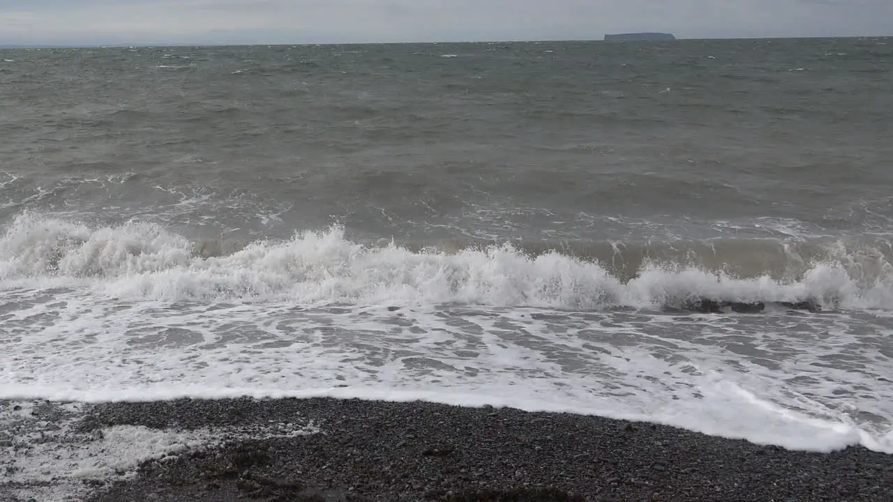 Canada Bay Of Fundy Wave Action On Pebble Beach Pan