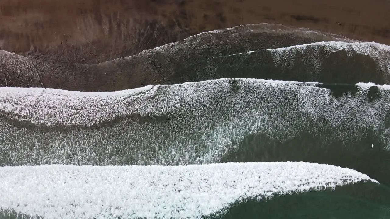 Aerial textures of Piha's black sand beach