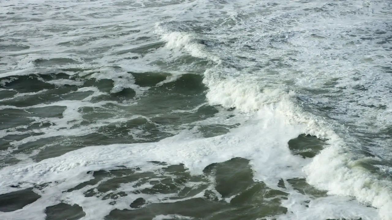 SLOW MOTION HD footage of huge waves rolling up to rocky beach