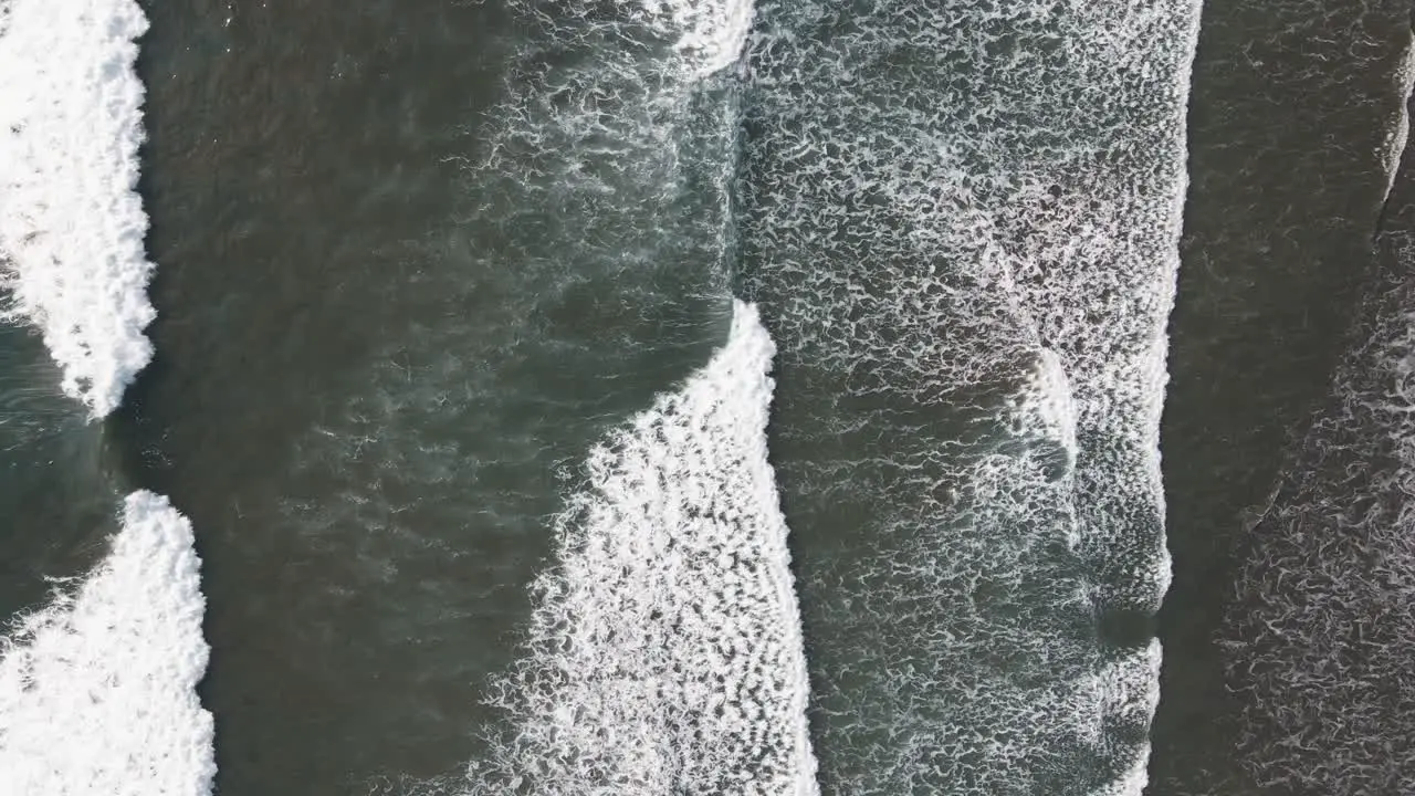 Aerial View of waves crashing onto the shore at Dominical Beach in Costa Rica Slow Top Down Push In