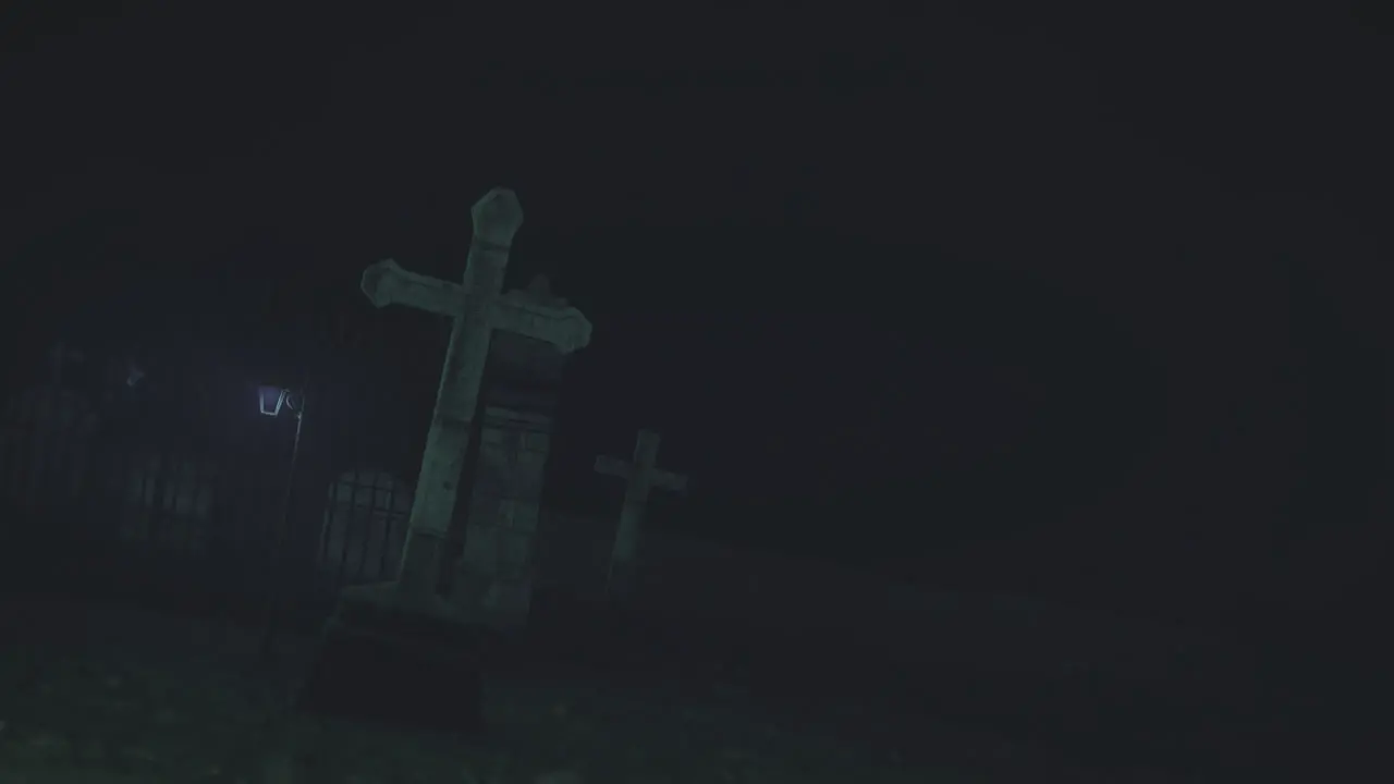 Animation of graves on cemetery at night