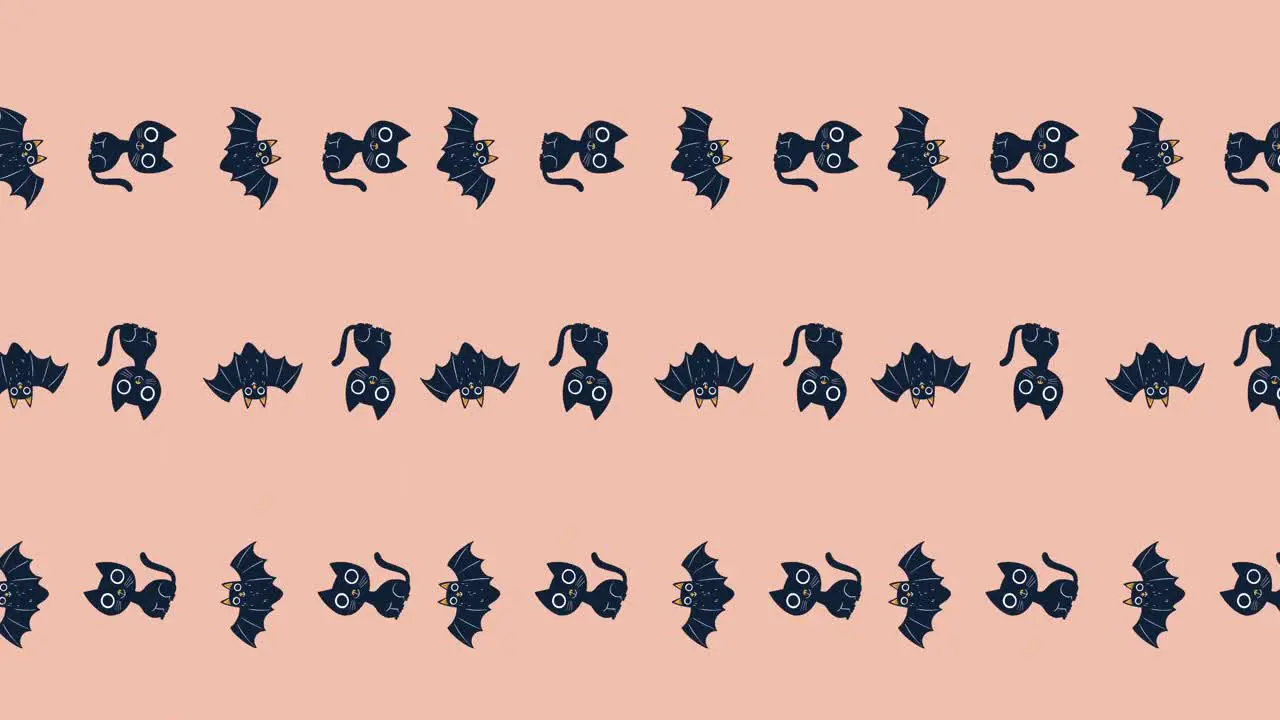 Animation of cats and bats on pink background