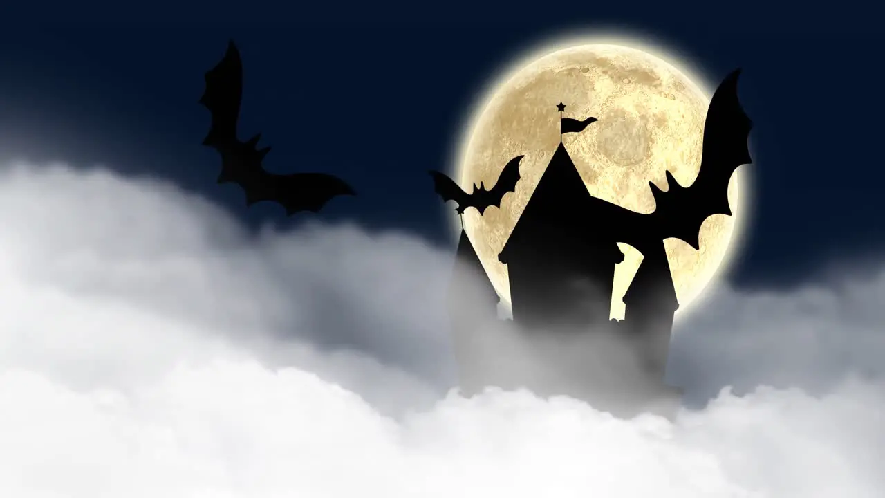 Animation of flying bats over night sky