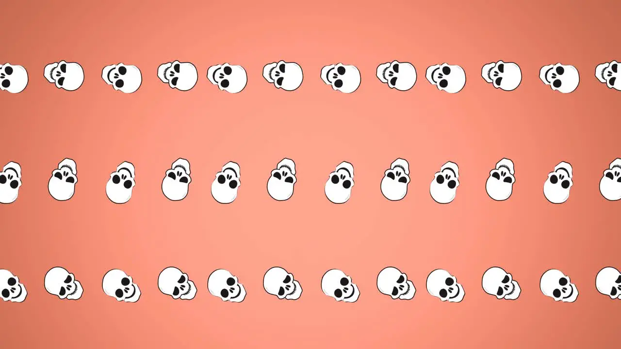 Animation of moving skulls on pink background