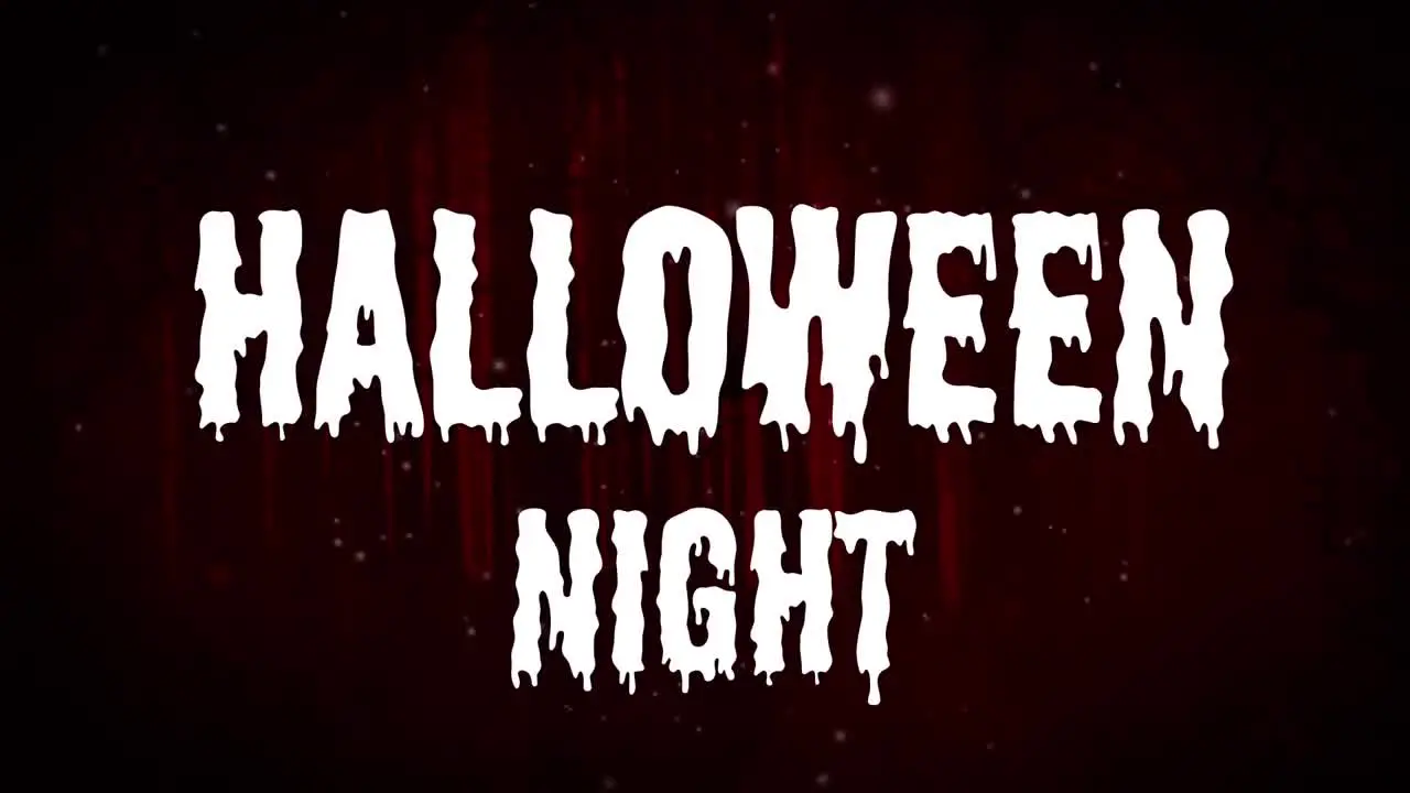 Animation of halloween night text over bats