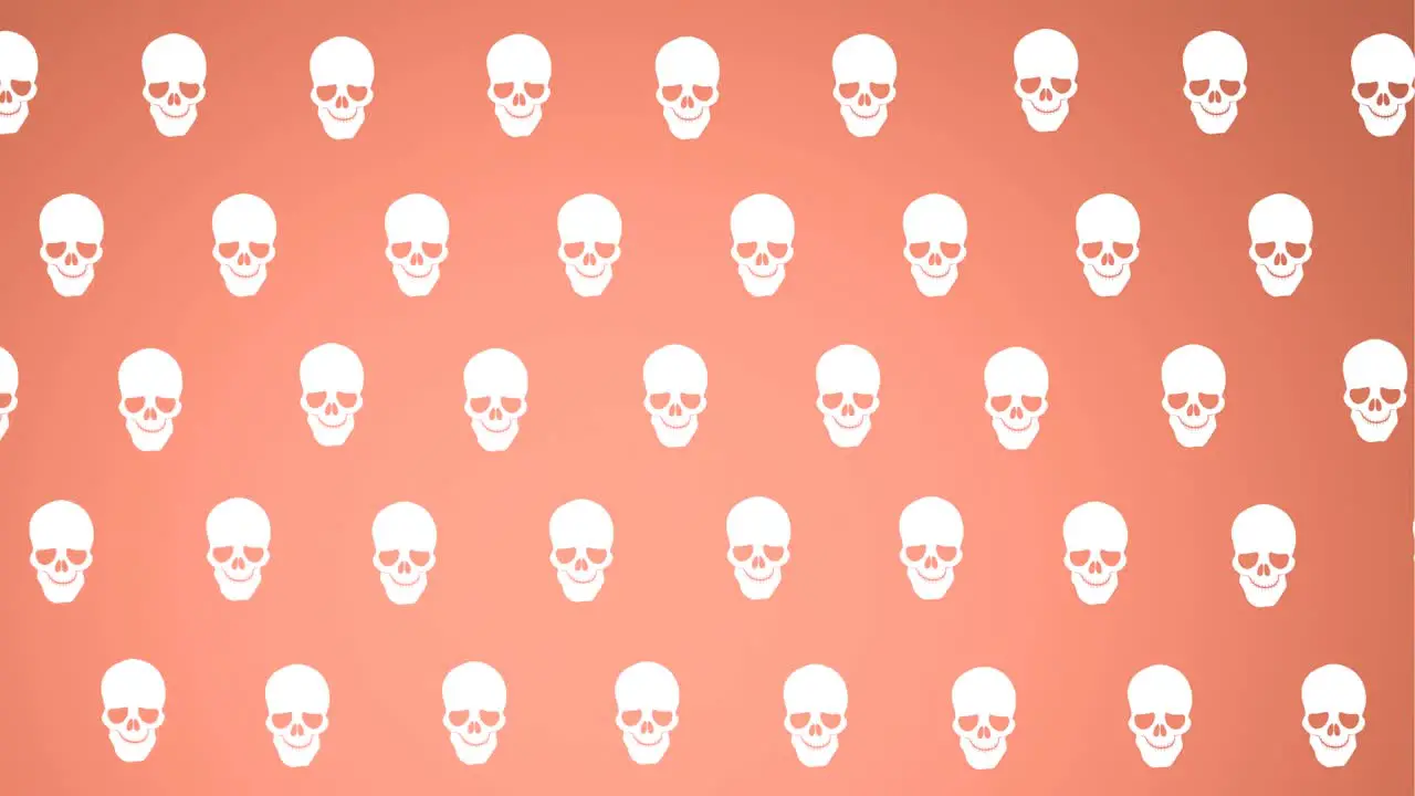 Animation of falling skulls on pink background