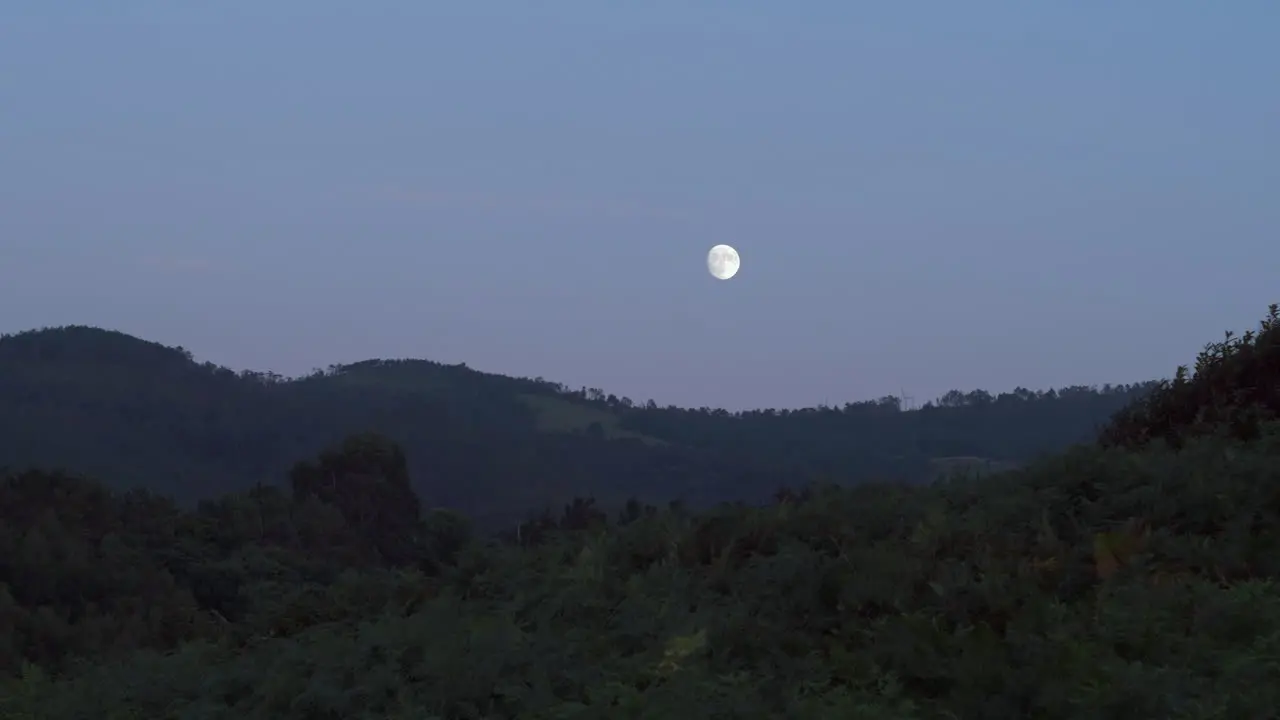 View of Moon Over Mountains in Spain Asturias