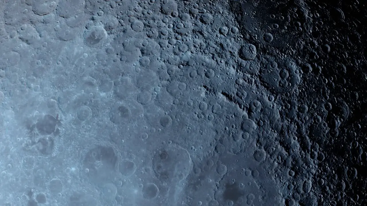 3D Animation showing a close up of the Moon as it rotates