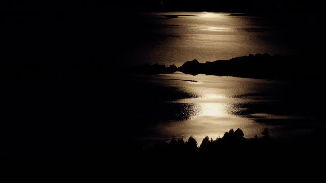 New Zealand high bright moon light on the lake