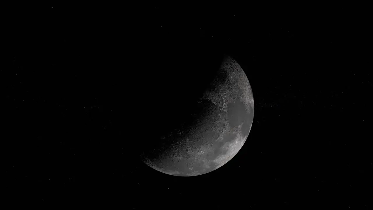 Cinematic shot of moon floating in the darkness of outer space