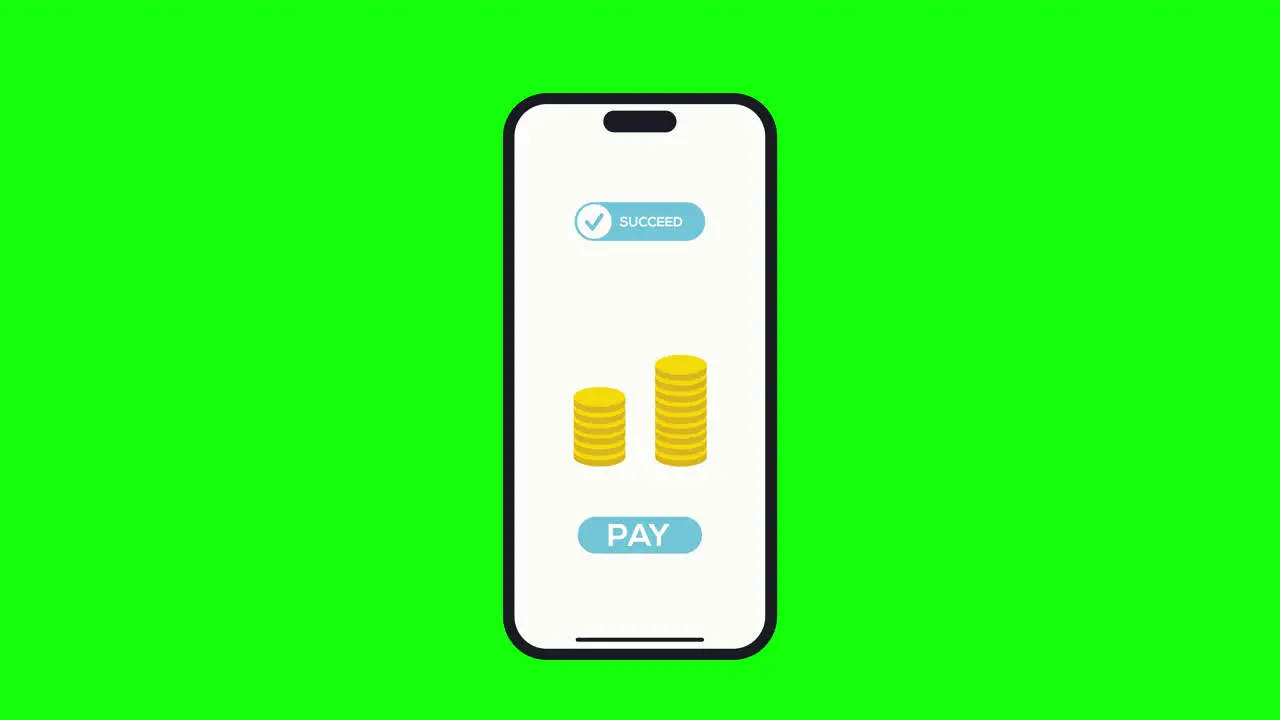 online mobile Banking pay payment saving coin pile stack icon Animation loop motion graphics video transparent background with alpha channel