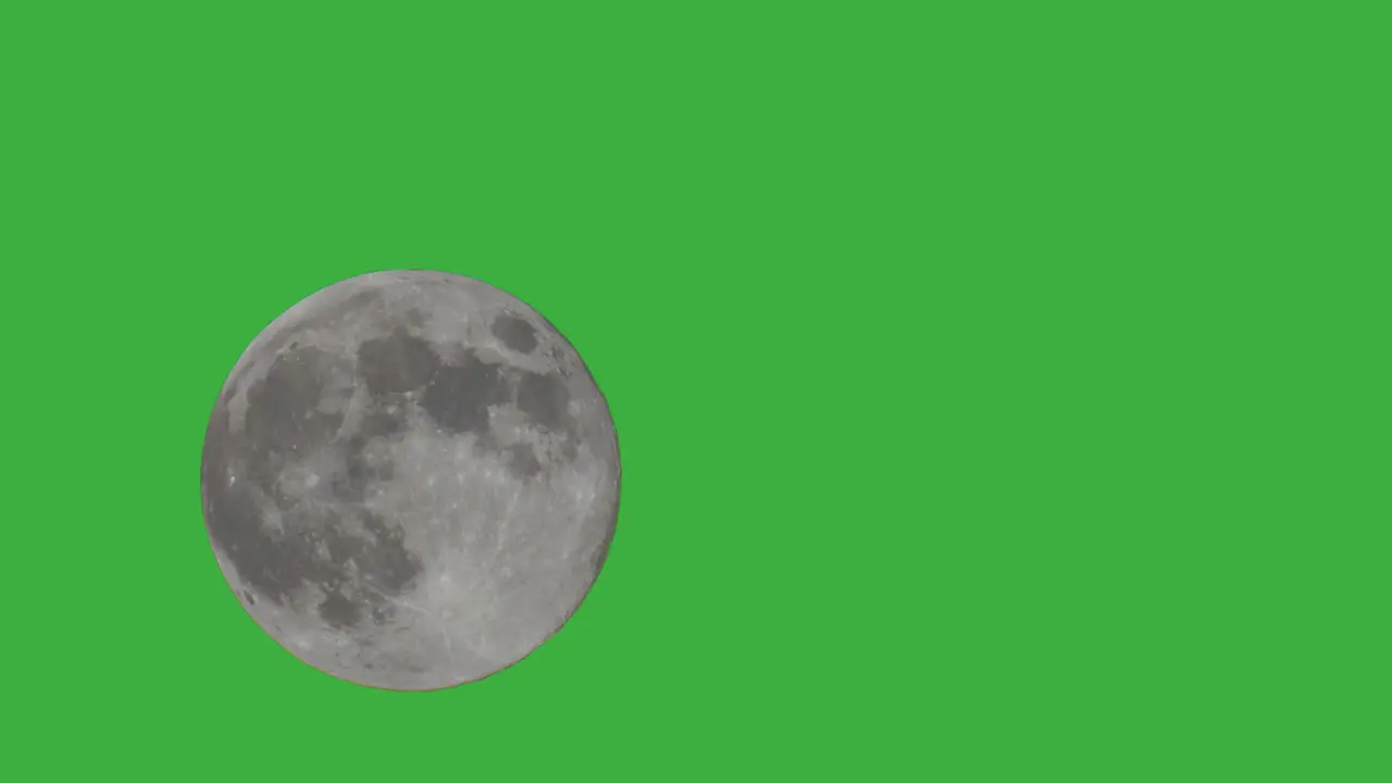 Time lapse shot of rising full moon on green screen background computer graphic