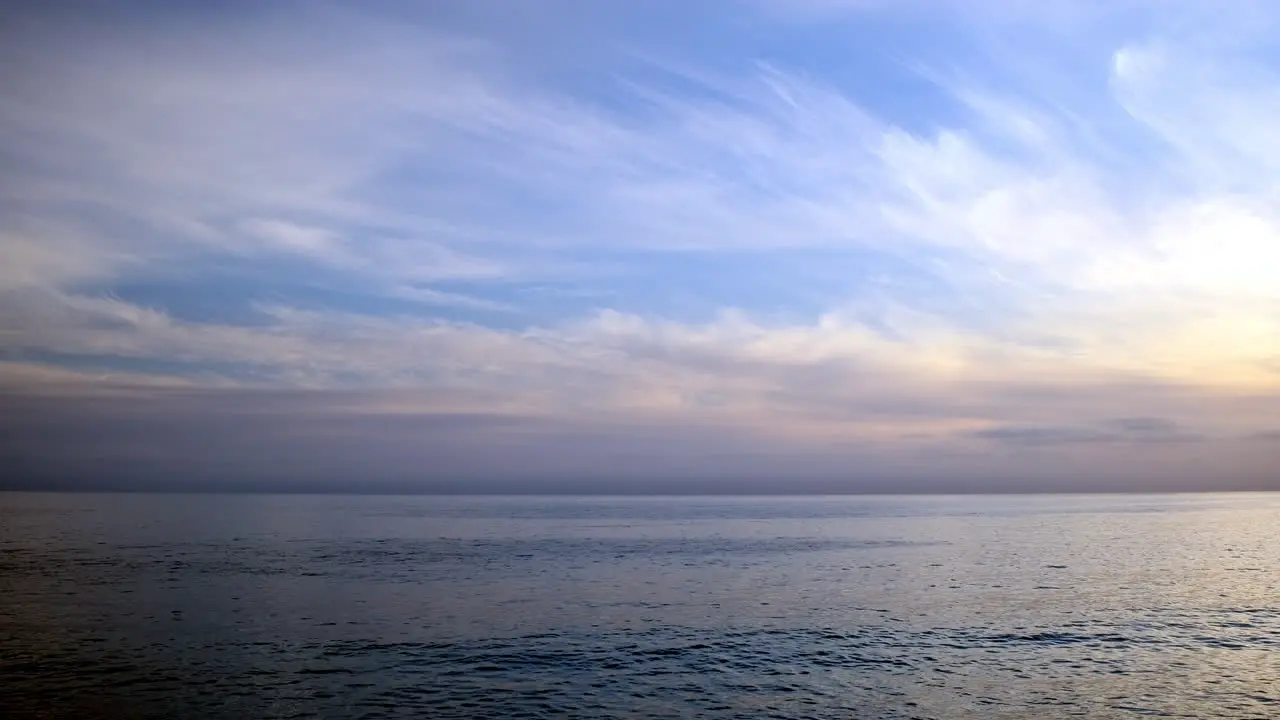 End of the day on the calm serene waters of Big Rock Malibu California with passing clouds