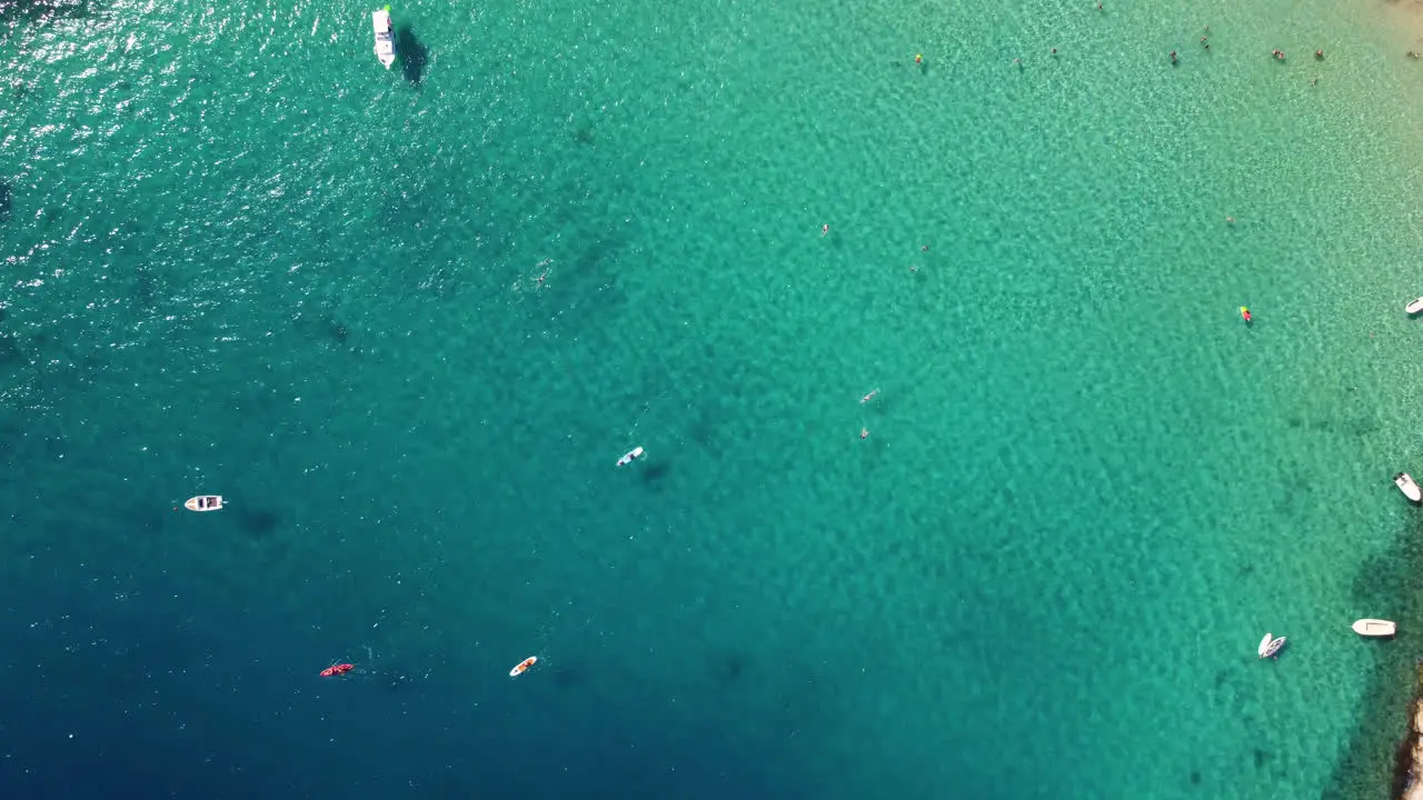 Top Down View Of Turquoise Ocean At Prapratno Beach Pelješac Peninsula Croatia aerial drone shot