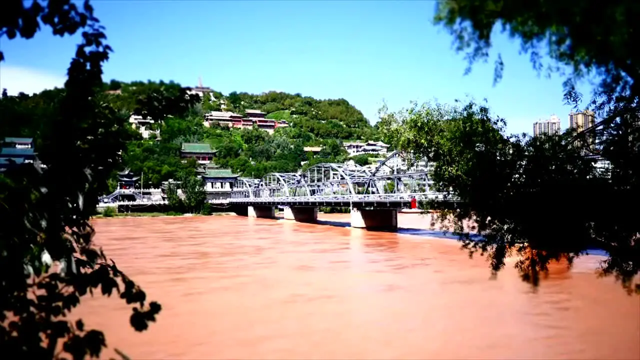 time lapse shot of the first metal bridge of China Yangtze river