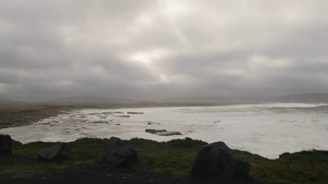 Waves crashing in the coast of County Mayo on a stormy day