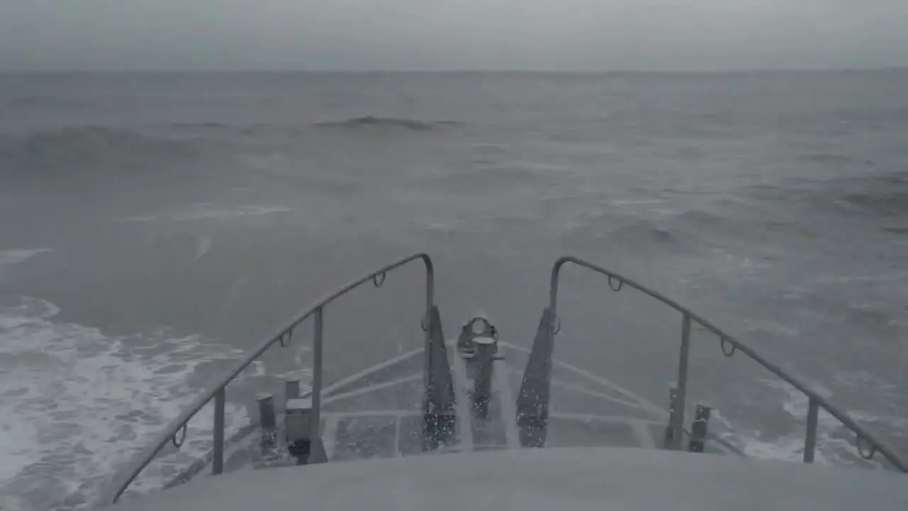 Coast Guard Boat Struggles In Very Large Waves