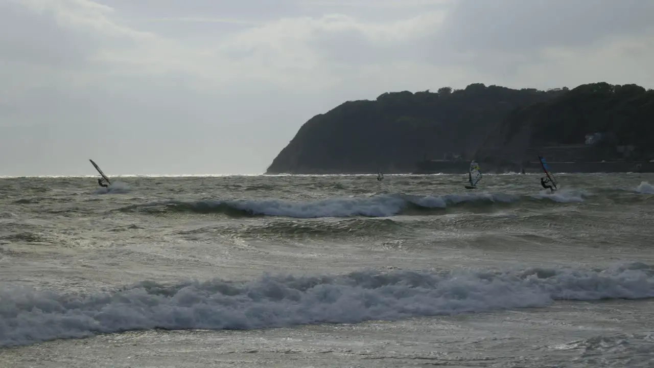 Windsurfing in Hayama Japan extreme wind conditions and rough waves